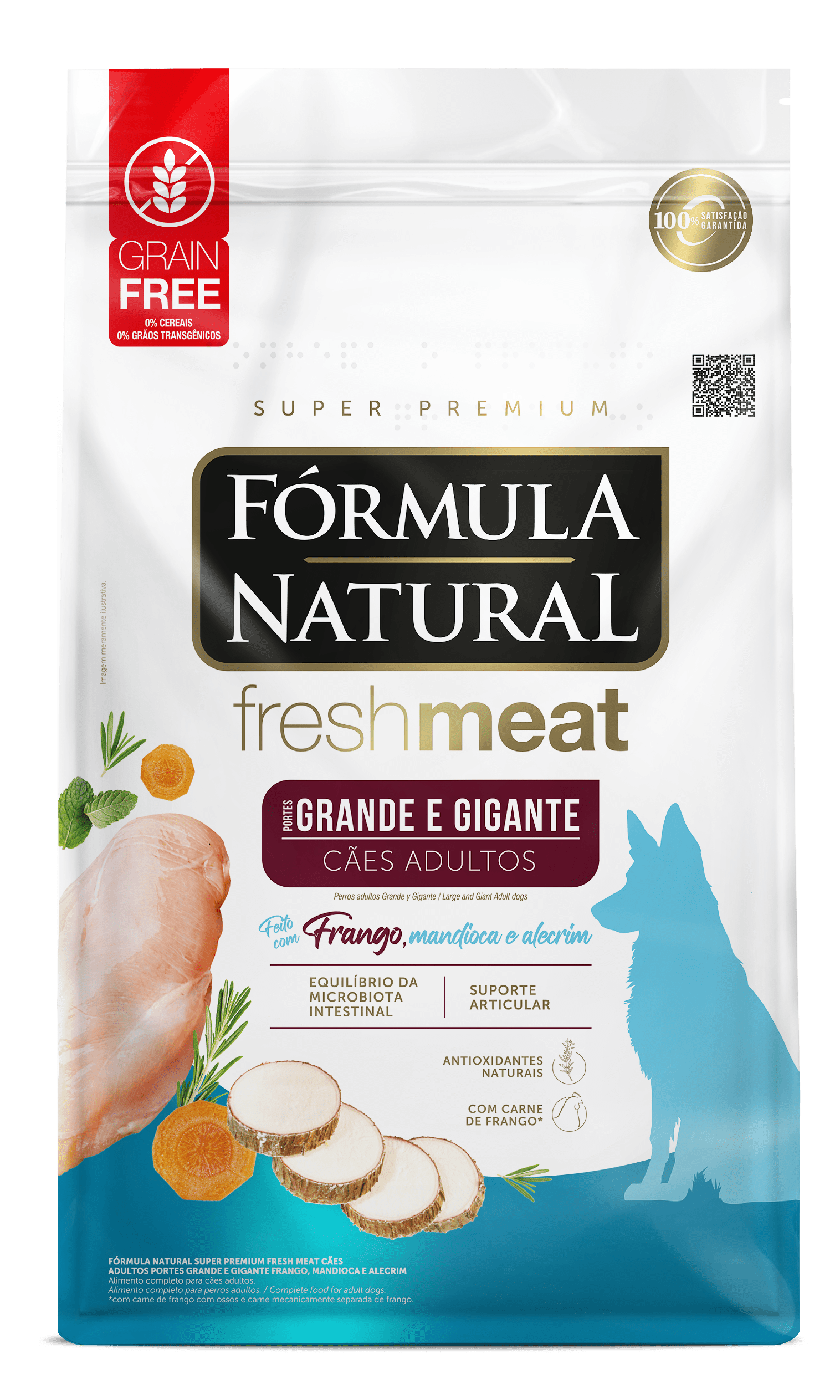 Fórmula Natural Fresh Meat para Cães Adultos Portes Grande e Gigante Sabor Frango, Mandioca e Alecrim 2,5kg
