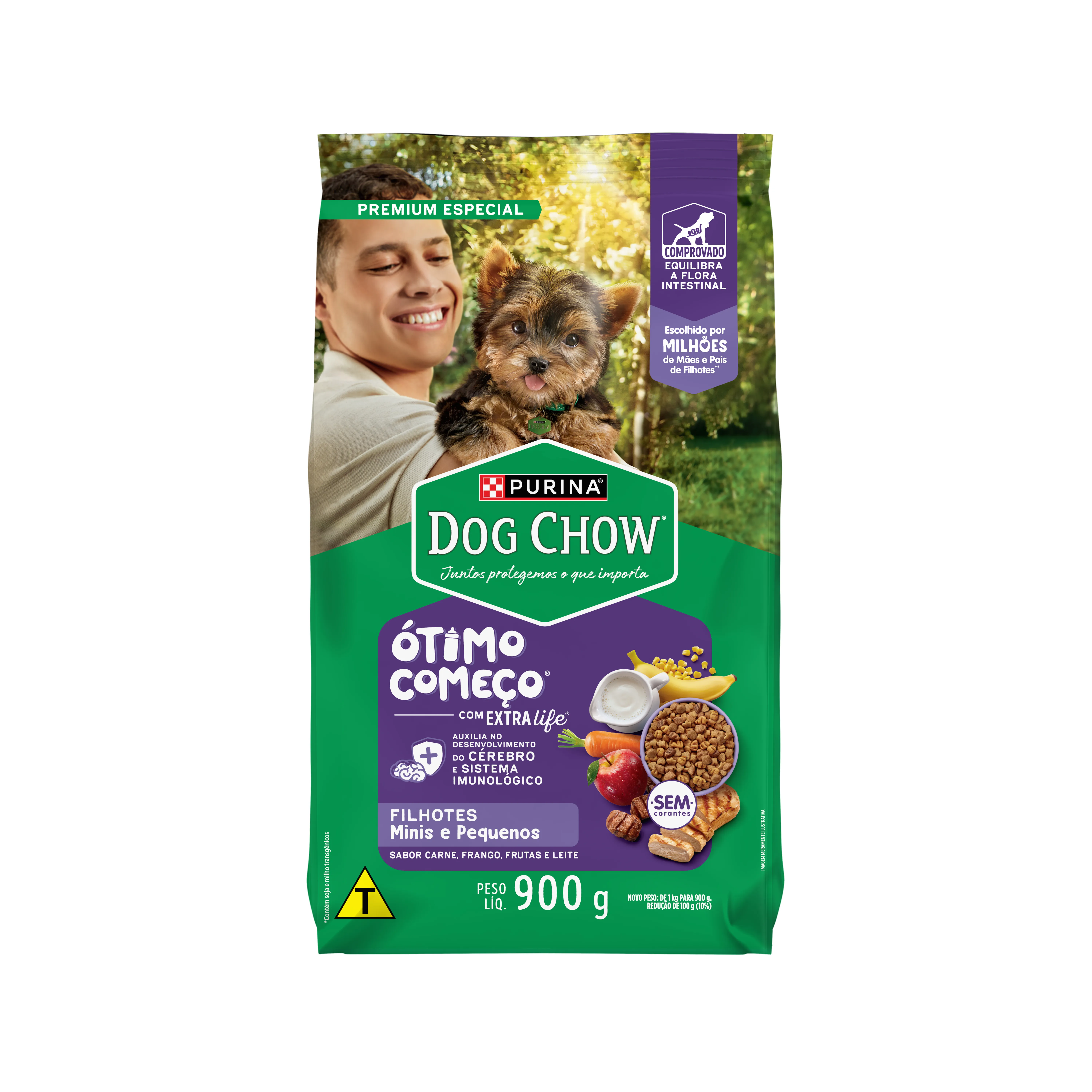 Ração Seca Nestlé Purina Dog Chow Extra Life Carne, Frango e Arroz Cães Filhotes Raças Minis e Pequenas