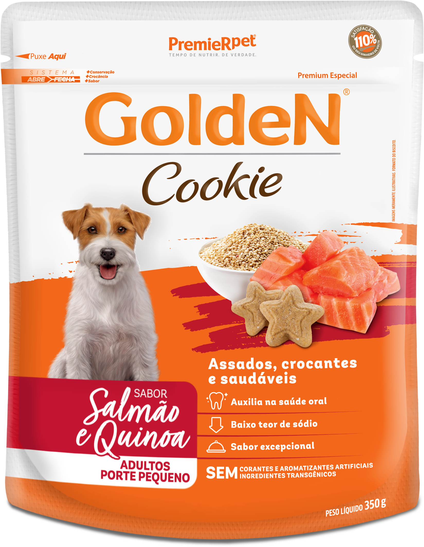 GoldeN Cookie para Cães Adultos Porte Pequeno Sabor Salmão e Quinoa 350g