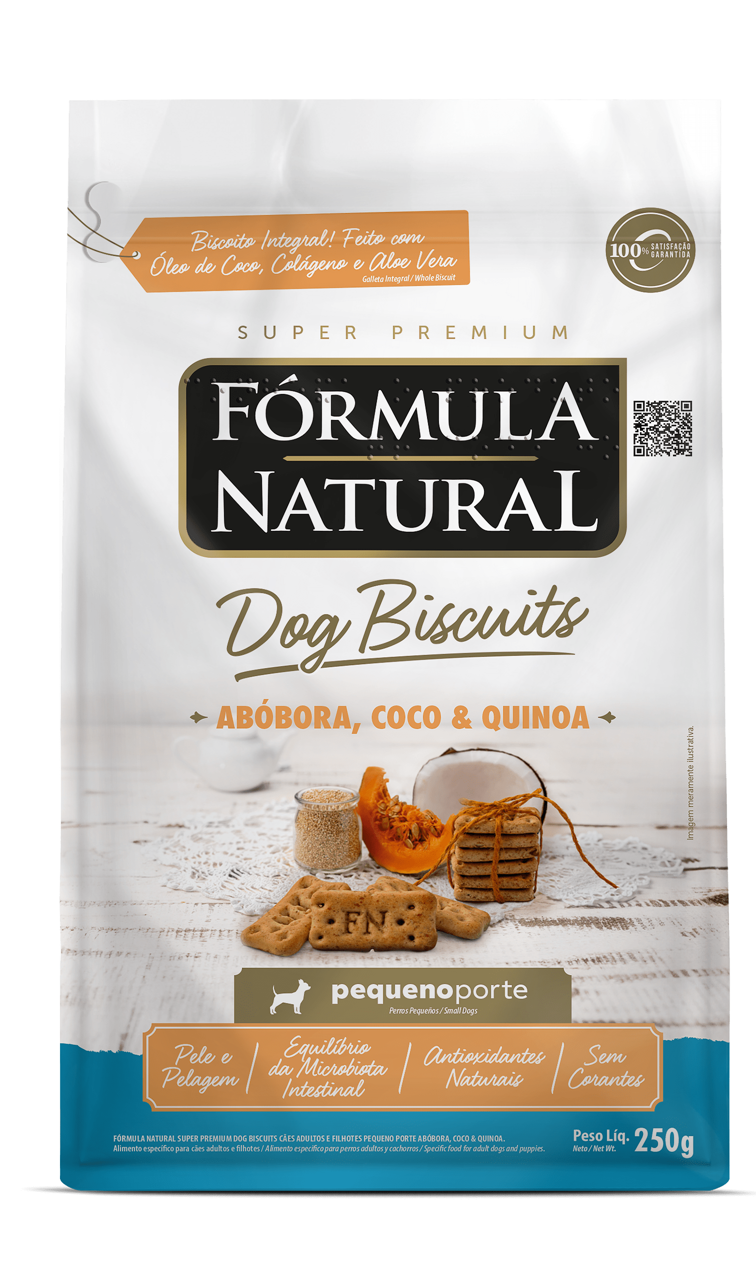 Fórmula Natural Dog Biscuits para Cães Adultos Pequeno Porte Abóbora, Coco e Quinoa 250g