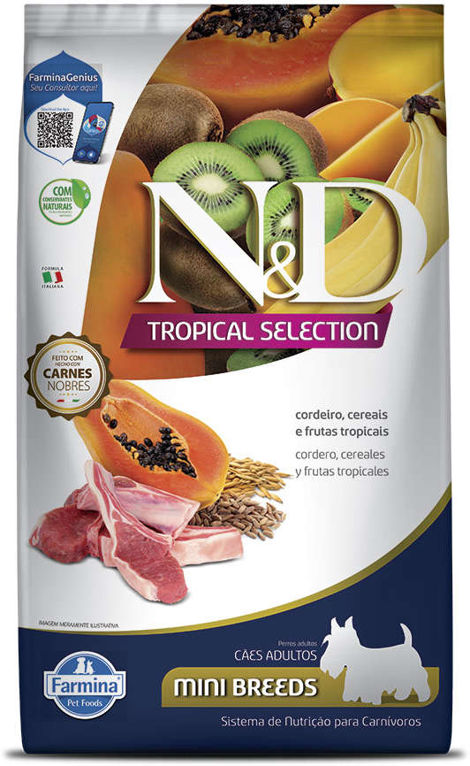 Ração Farmina N&D Tropical Selection para Cães Adultos Porte Pequeno Sabor Cordeiro Adult Mini