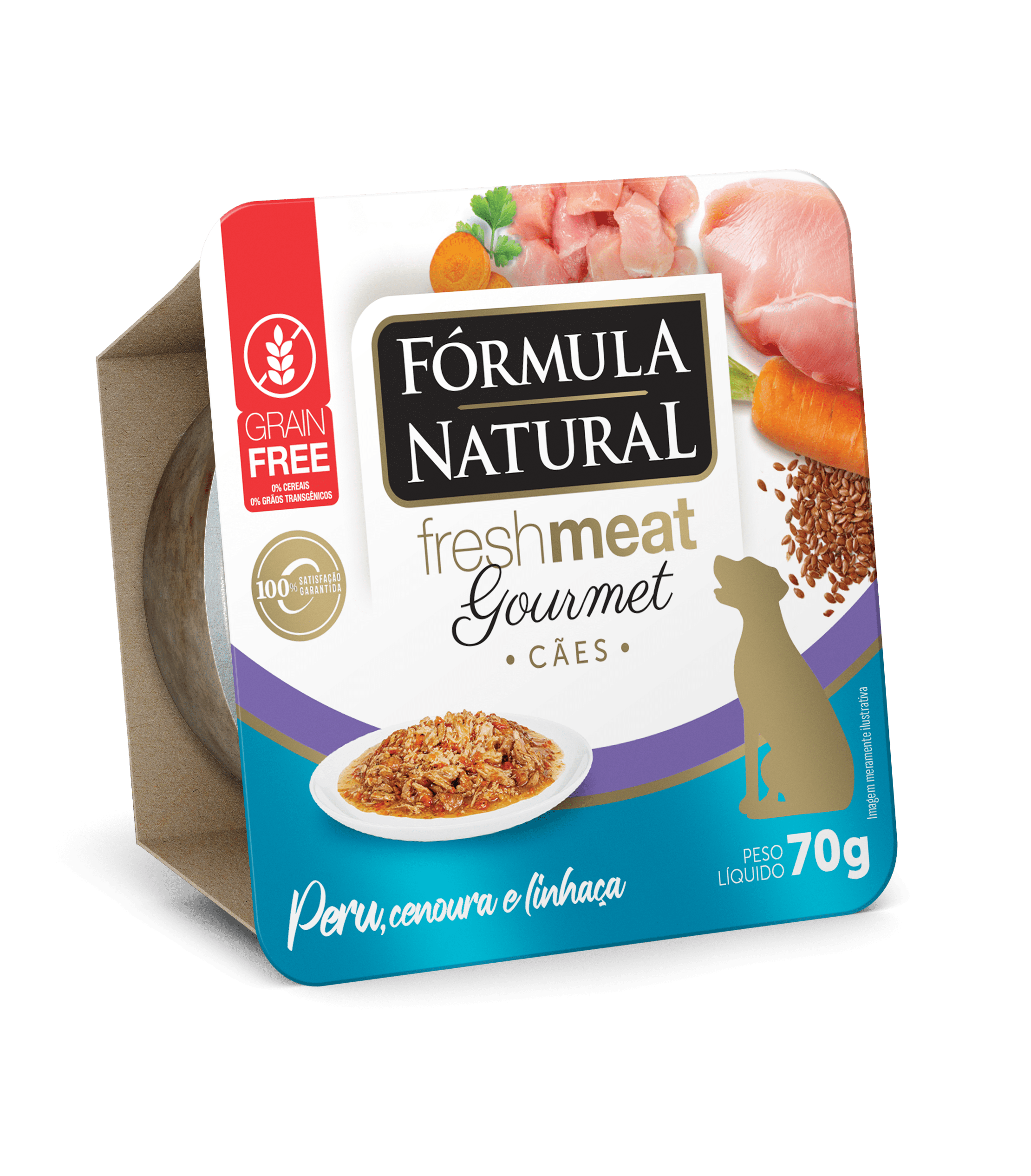 Fórmula Natural Fresh Meat Gourmet para Cães Adultos Sabor Peru, Cenoura e Linhaça 70g