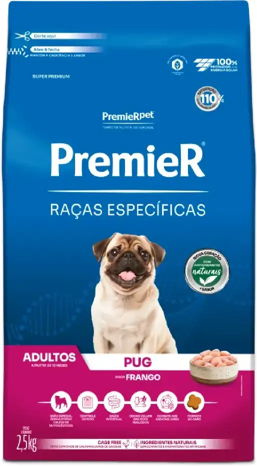 PremieR Raças Específicas para Pug Adultos Sabor Frango 2,5kg
