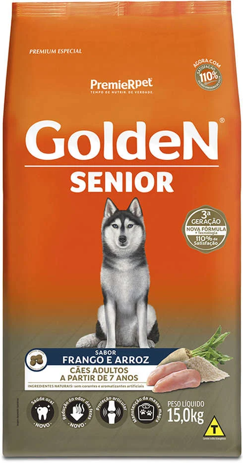 GoldeN Formula para Cães Sênior Sabor Frango e Arroz 15kg