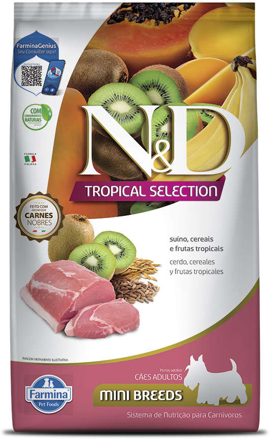 Ração Farmina N&D Tropical Selection para Cães Adultos Porte Pequeno Sabor Suíno Adult Mini