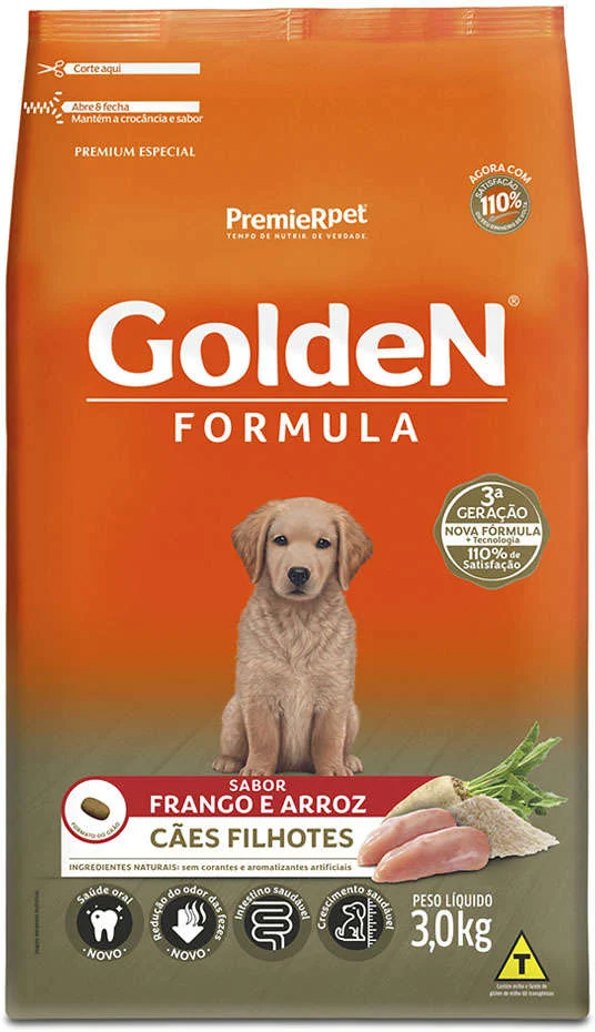 GoldeN Formula para Cães Filhotes Sabor Frango e Arroz 3kg