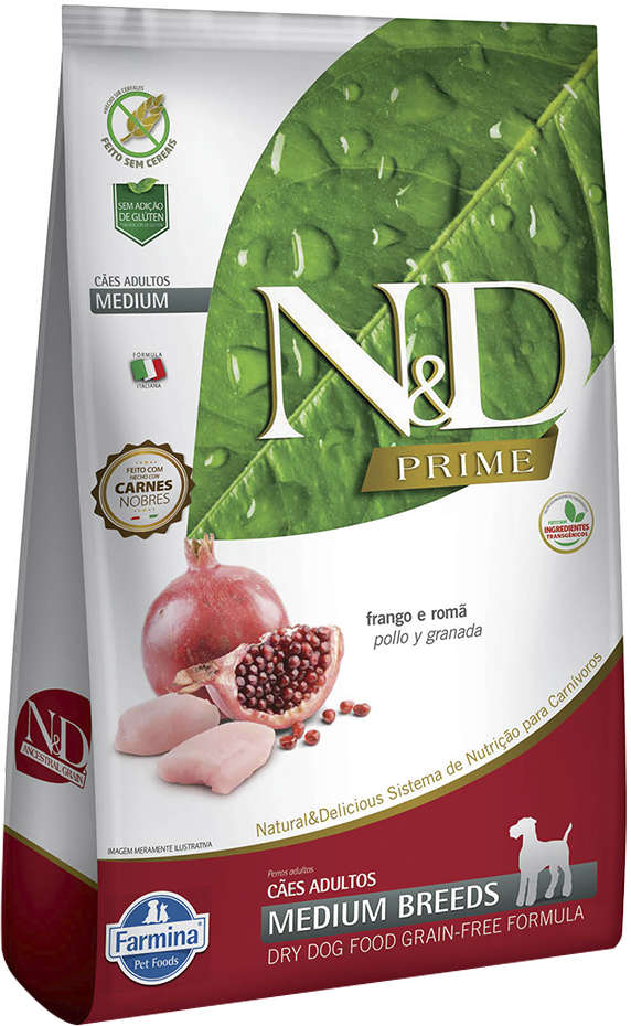 N&D Prime para Cães Adultos Porte Médio Sabor Frango e Romã Adult Medium 2,5kg