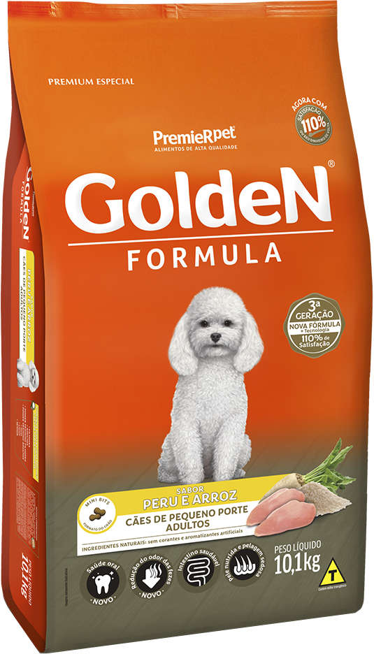 GoldeN Formula para Cães Adultos Porte Pequeno Sabor Peru e Arroz 10,1kg