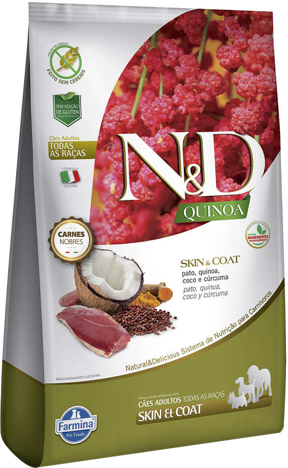 N&D Quinoa Skin and Coat para Cães Adultos Pele e pelo Sabor Pato 800g