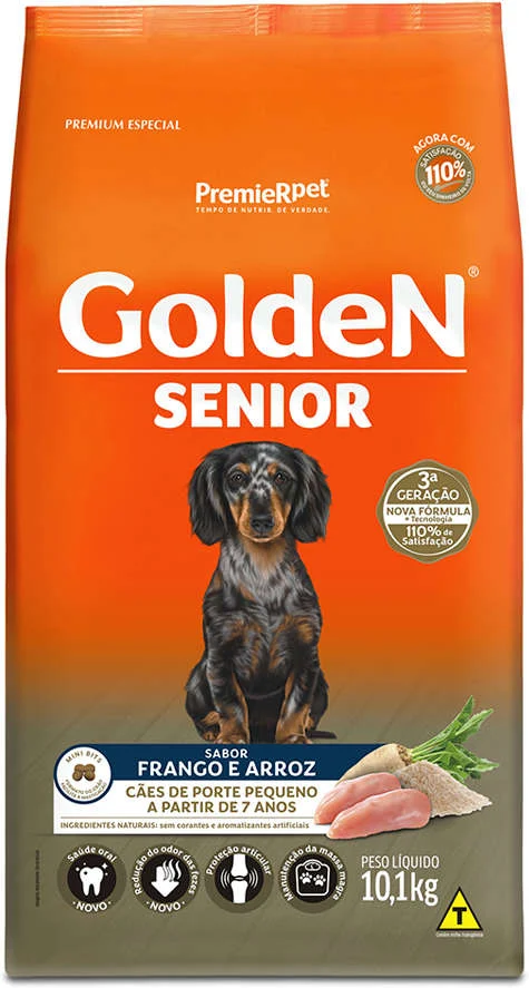 GoldeN Formula para Cães Sênior Porte Pequeno Sabor Frango e Arroz 10,1kg