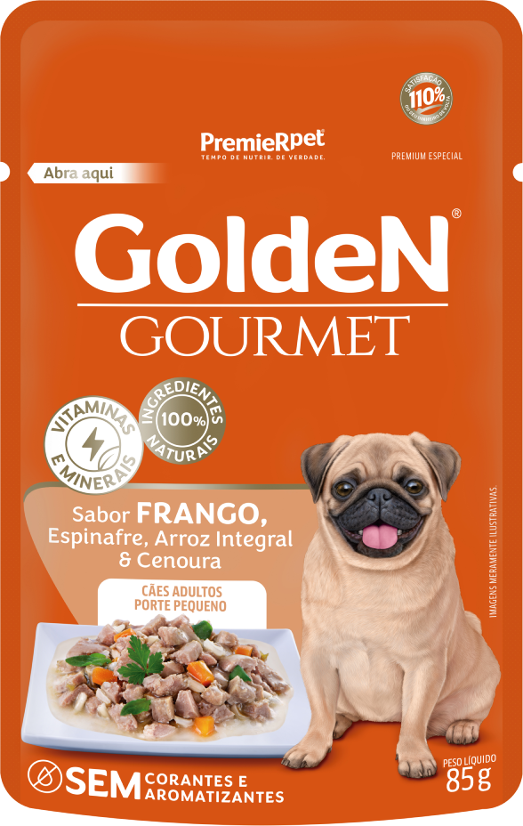 GoldeN Gourmet para Cães Adultos Porte Pequeno Sabor Frango 85g