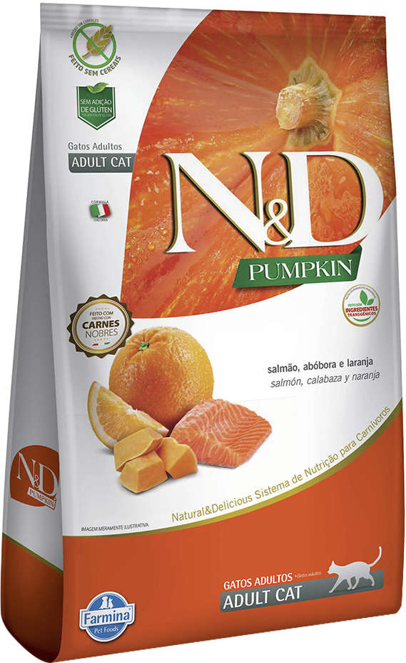 N&D Pumpkin para Gatos Adultos Sabor Salmão, Abóbora e Laranja Adult Cat 1,5kg