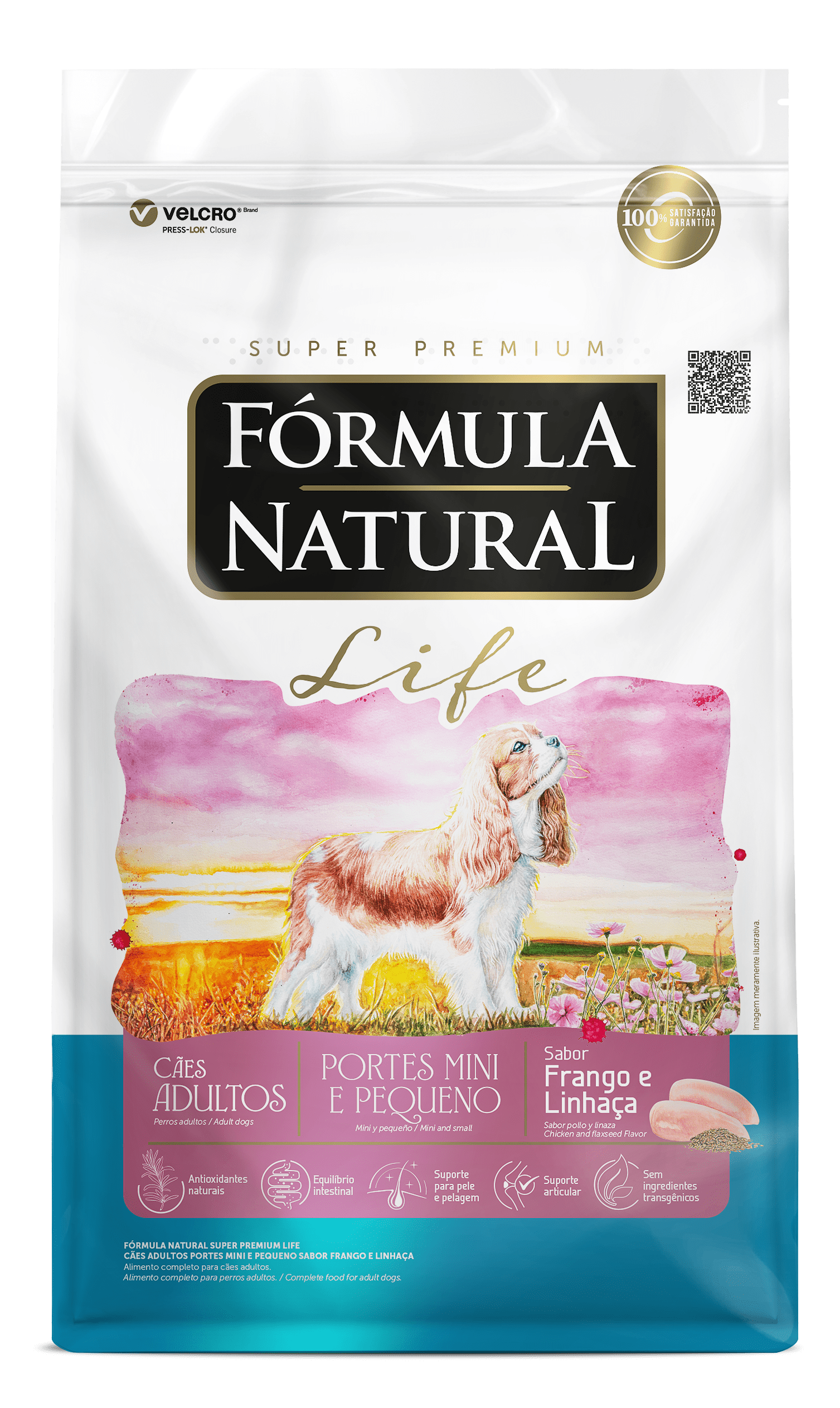 Fórmula Natural Life para Cães Adultos Portes Mini e Pequeno Sabor Frango e Linhaça 7kg