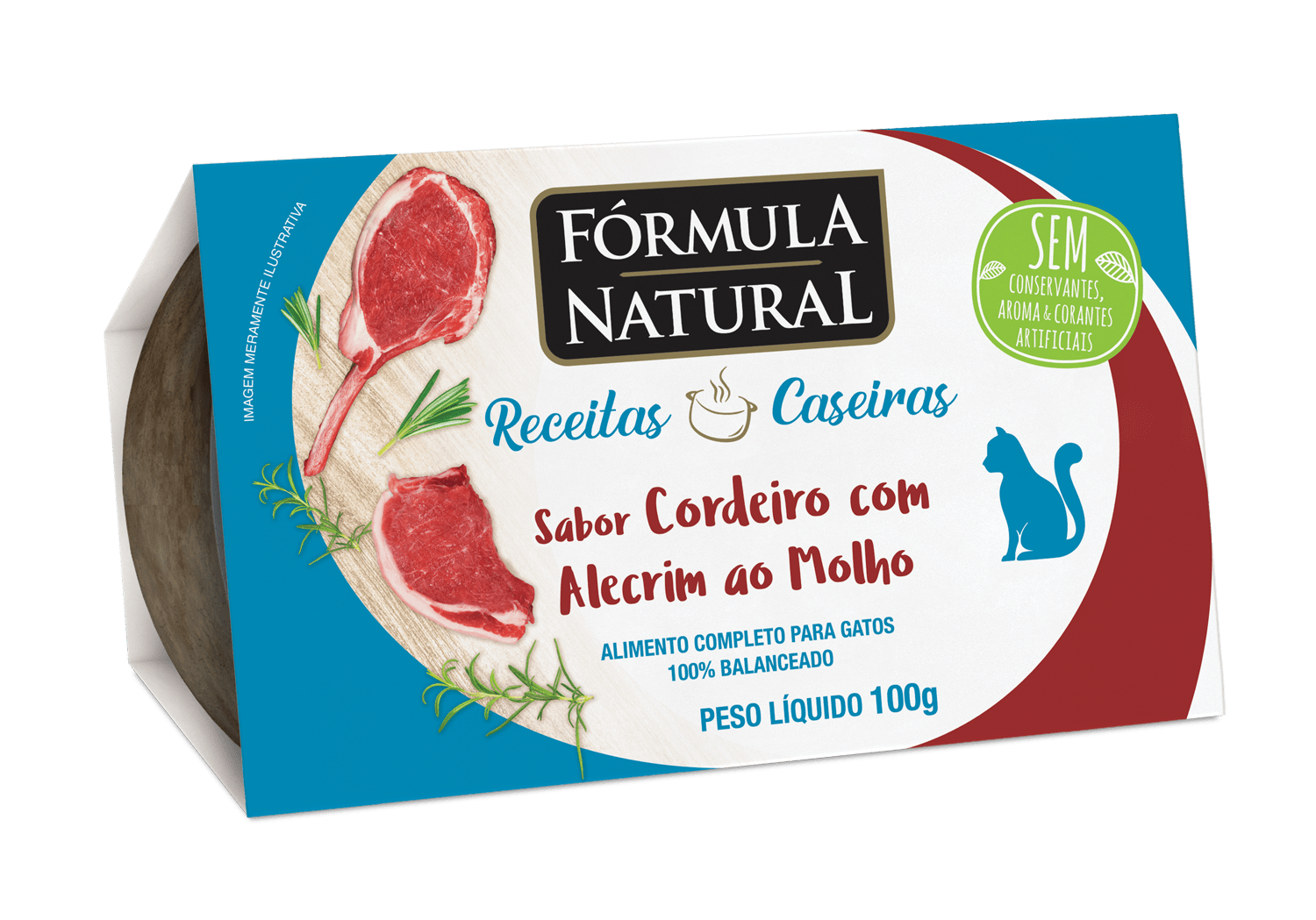 Fórmula Natural Receitas Caseiras para Gatos Adultos Cordeiro com Alecrim ao Molho 100g