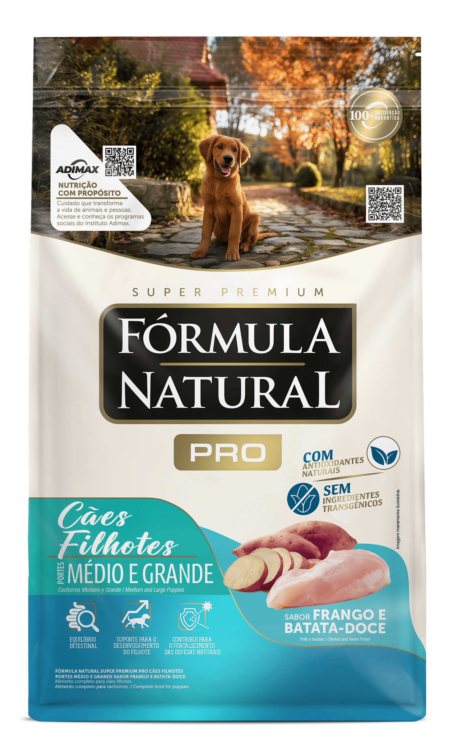 Fórmula Natural Pro para Cães Filhotes Portes Médio e Grande Sabor Frango e Batata Doce 15kg
