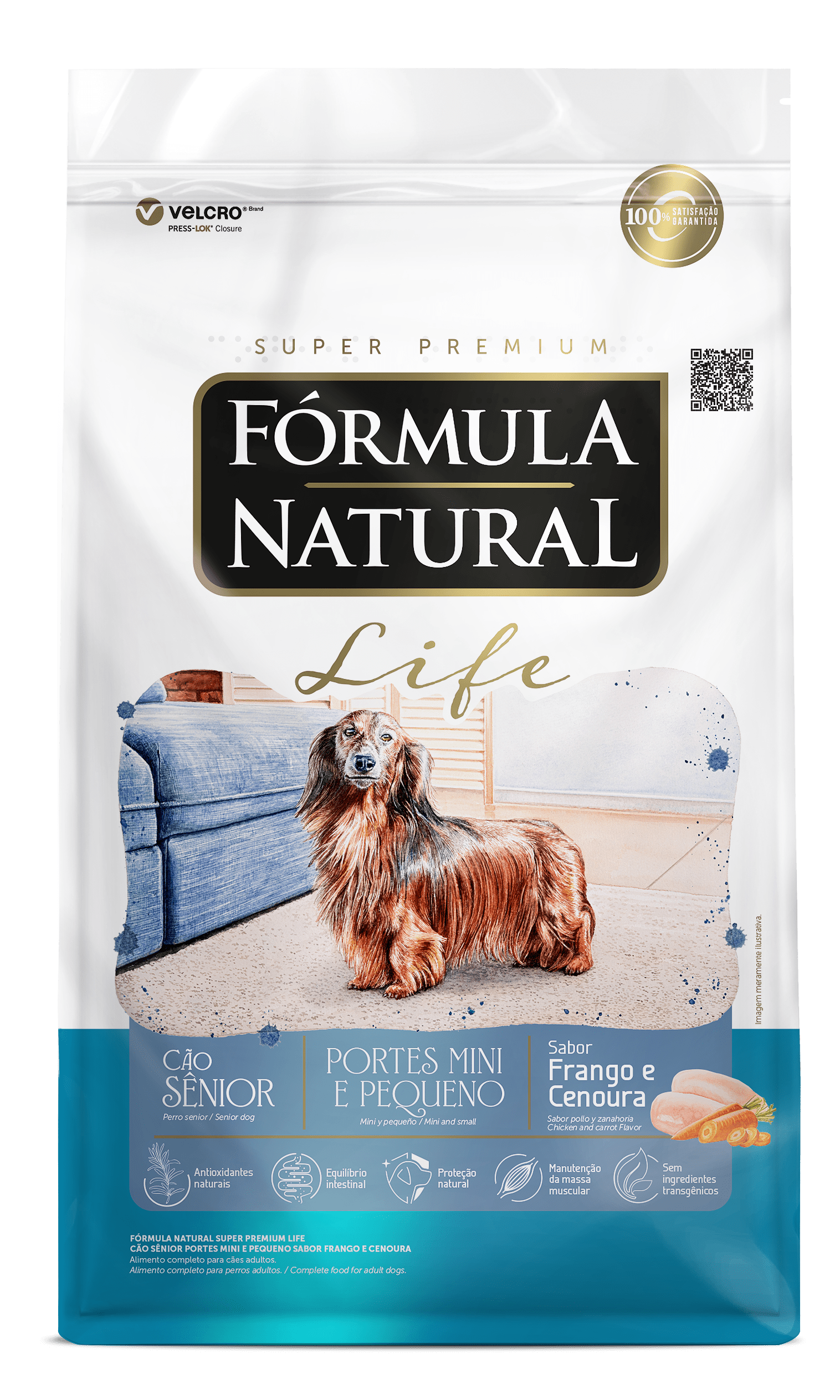 Fórmula Natural Life para Cães Sênior Portes Mini e Pequeno Sabor Frango e Cenoura 1kg