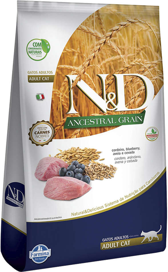 N&D Ancestral Grain para Gatos Adultos Sabor Cordeiro e Blueberry Adult 7,5kg