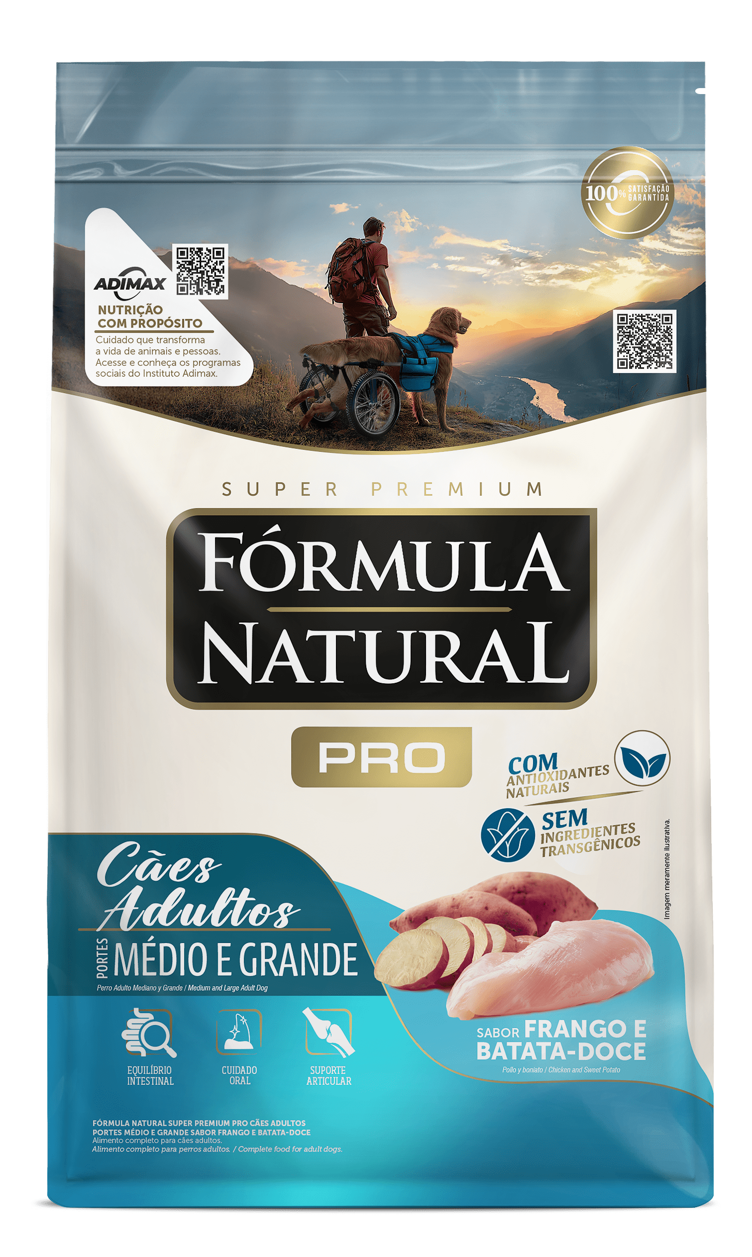 Fórmula Natural Pro para Cães Adultos Portes Médio e Grande Sabor Frango e Batata Doce 20kg