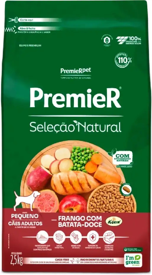 PremieR Seleção Natural para Cães Adultos Porte Pequeno Sabor Frango Korin e Batata-doce 2,5kg