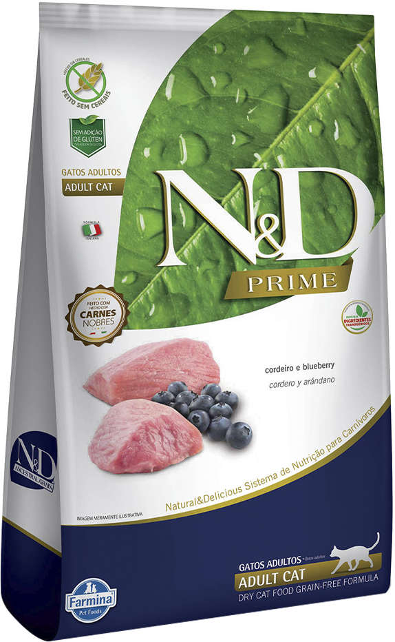 N&D Prime para Gatos Adultos Sabor Cordeiro e Blueberry Adult Cat 7,5kg
