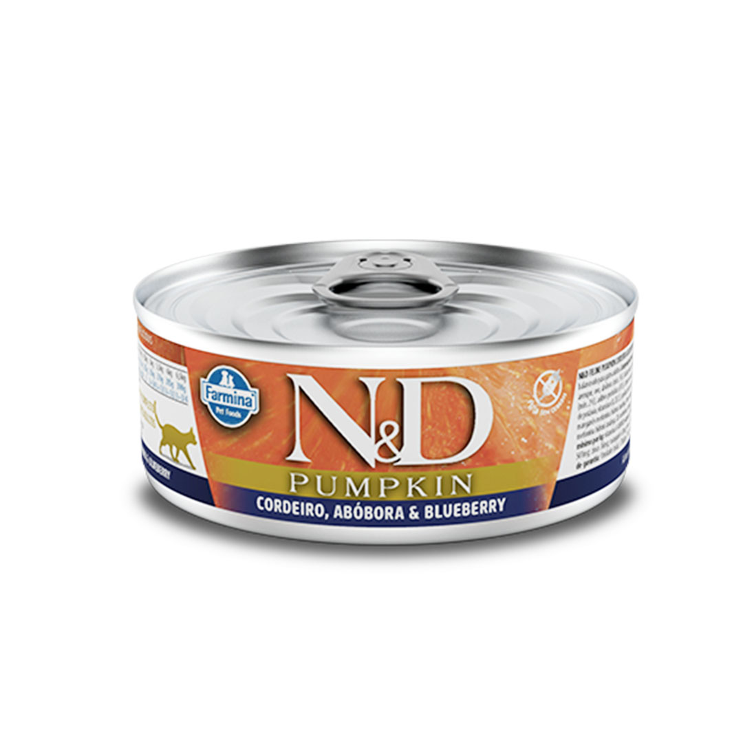 N&D Pumpkin Ração Úmida para Gatos Sabor Cordeiro, Abóbora e Blueberry Wet Food 70g