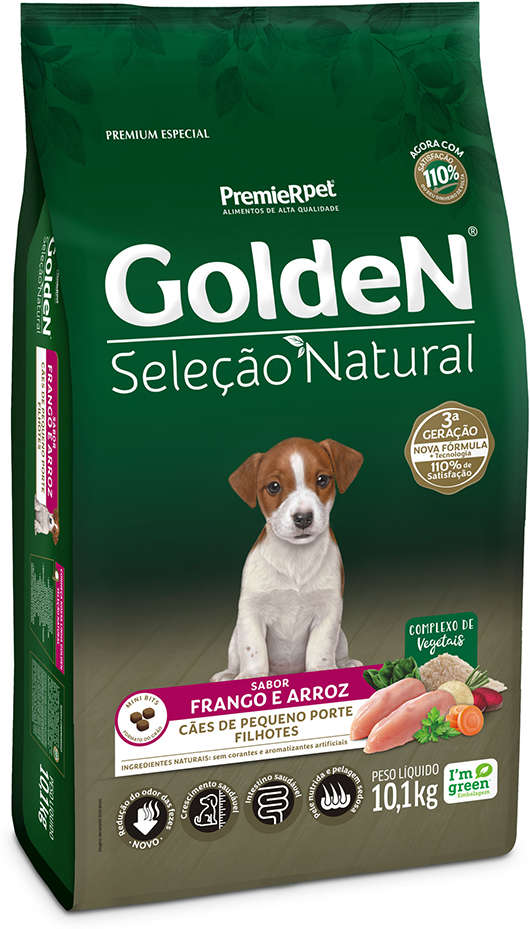 GoldeN Seleção Natural para Cães Sênior Porte Pequeno Sabor Frango e Arroz 3kg