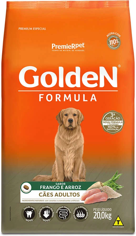 GoldeN Formula para Cães Adultos Sabor Frango e Arroz 20kg