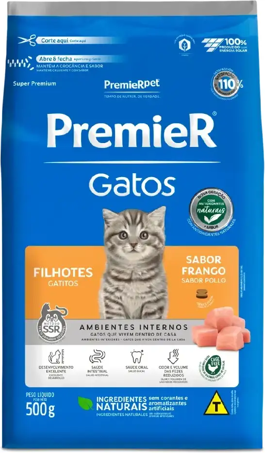 PremieR Ambientes Internos para Gatos Filhotes Sabor Frango 500g