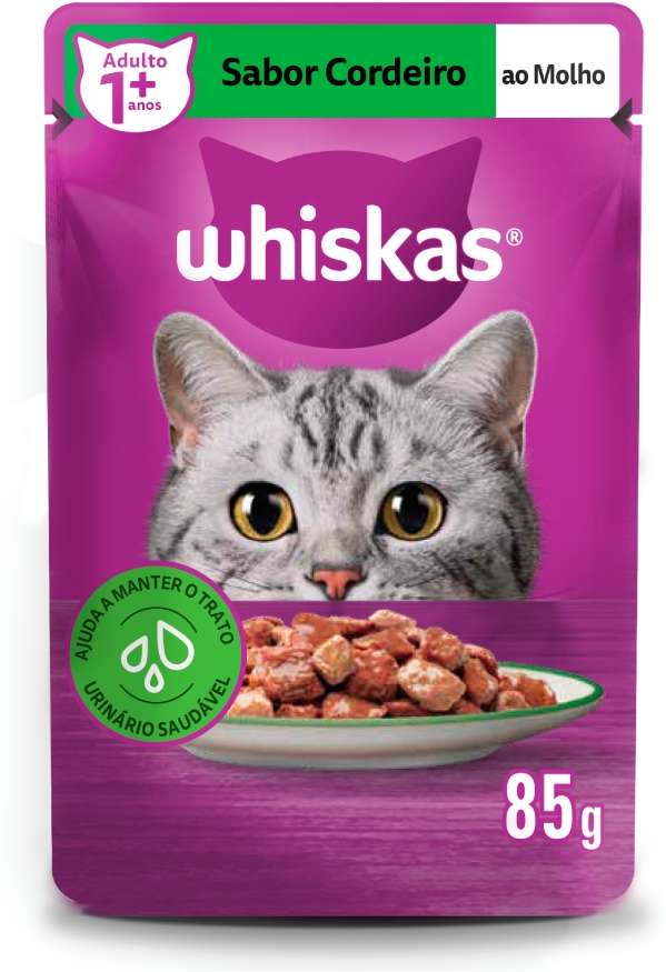 Ração Úmida Whiskas Sachê Cordeiro ao Molho para Gatos Adultos
