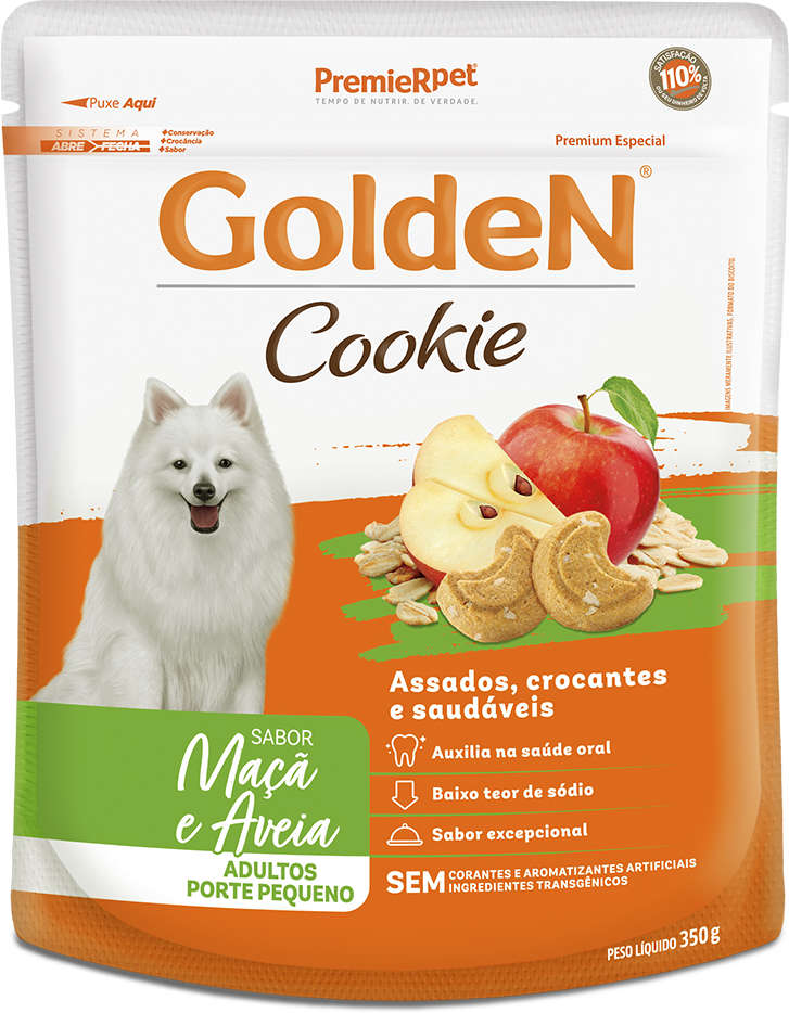 GoldeN Cookie para Cães Adultos Porte Pequeno Sabor Maçã e Aveia 350g