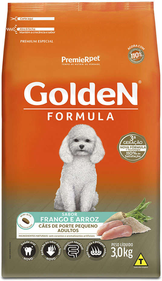 GoldeN Formula para Cães Adultos Porte Pequeno Sabor Frango e Arroz 3kg