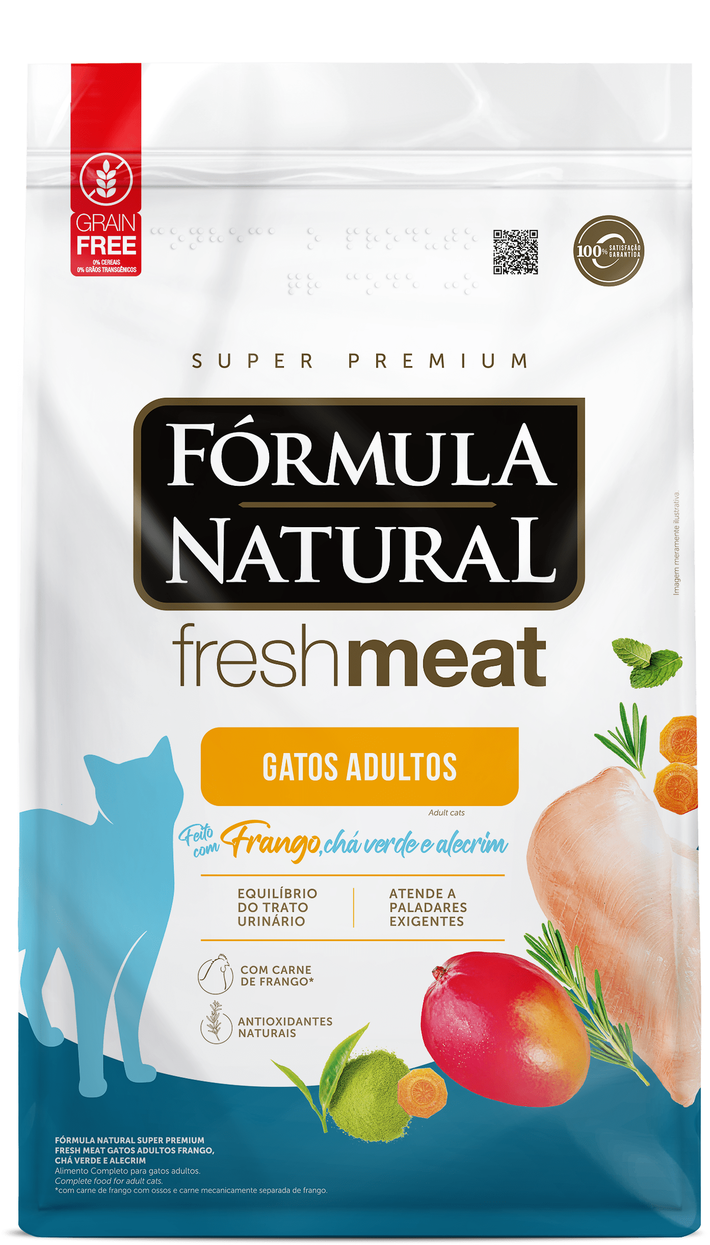 Fórmula Natural Fresh Meat para Gatos Adultos Sabor Frango, Chá Verde e Alecrim 1kg