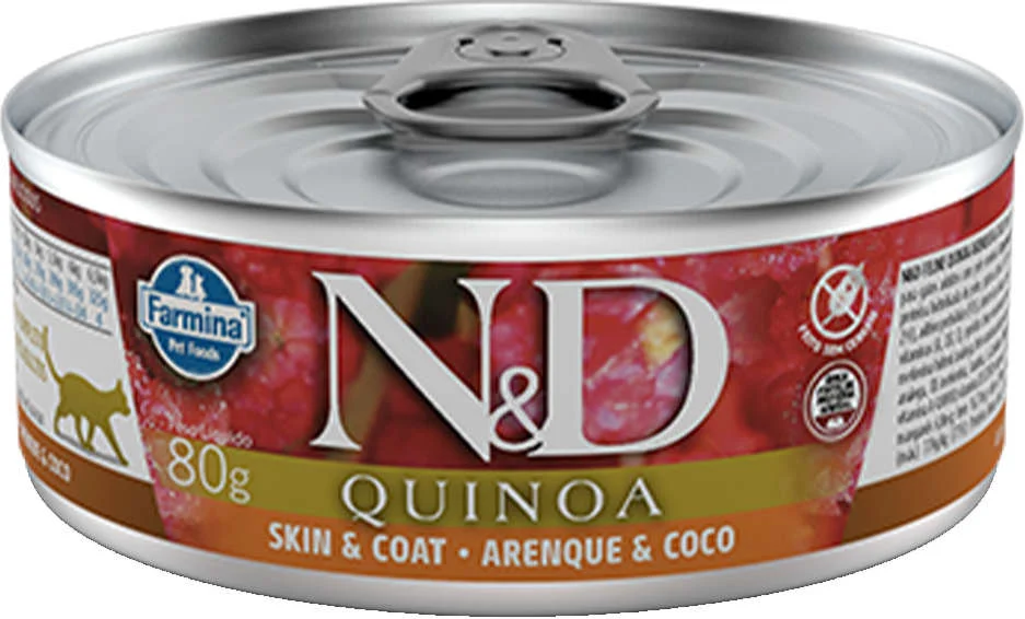 N&D Quinoa Ração Úmida para Gatos Adultos Pele & Pelo Wet Food 80g