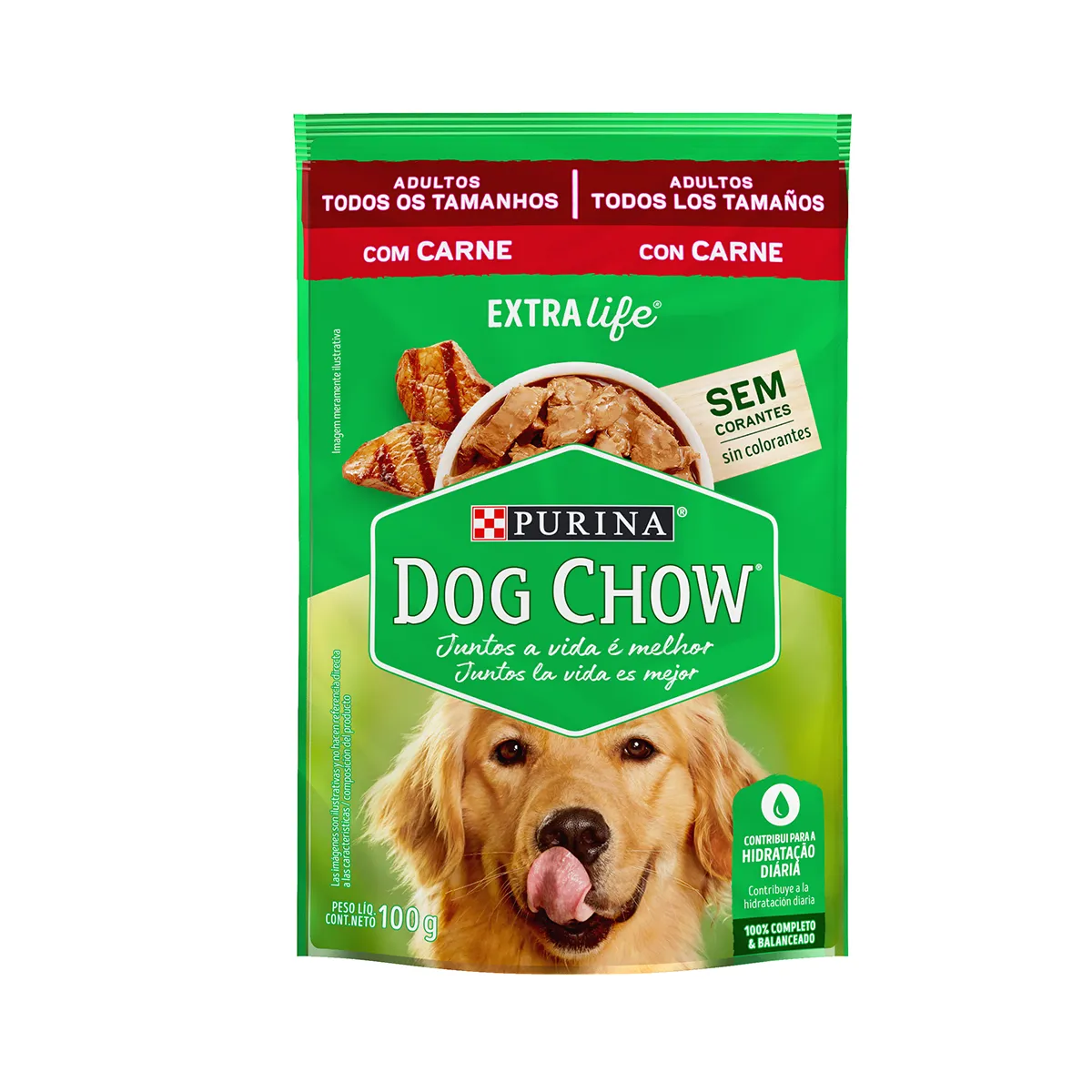 Ração Úmida Nestlé Purina Dog Chow Sachê Carne para Cães Adultos