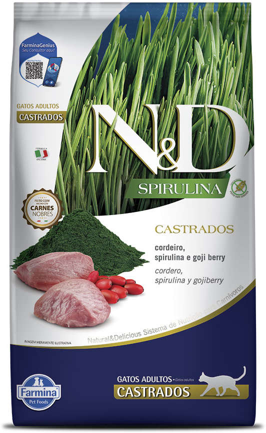 Ração Farmina N&D Spirulina para Gatos Castrados Sabor Cordeiro, Spirulina e Goji Berry Castrados