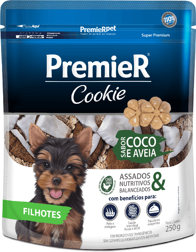 PremieR Cookie para Cães Filhotes Sabor Coco e Aveia 250g