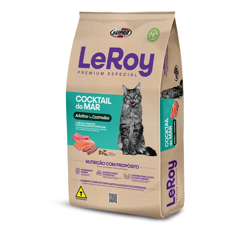 Ração Seca Leroy Cocktail do Mar para Gatos Adultos e/ou Castrados