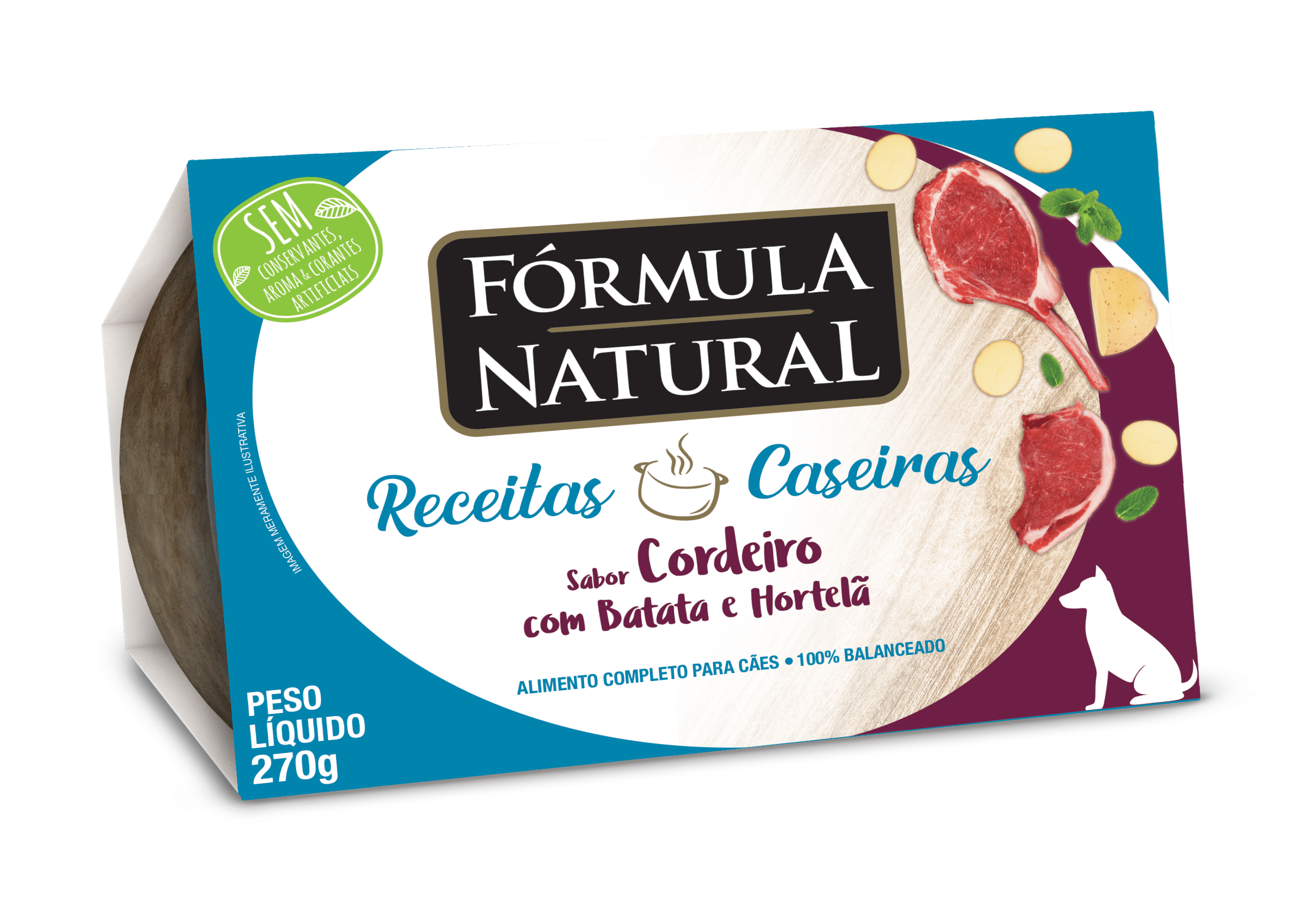 Fórmula Natural Receitas Caseiras para Cães Adultos Cordeiro com Batata e Hortelã 270g