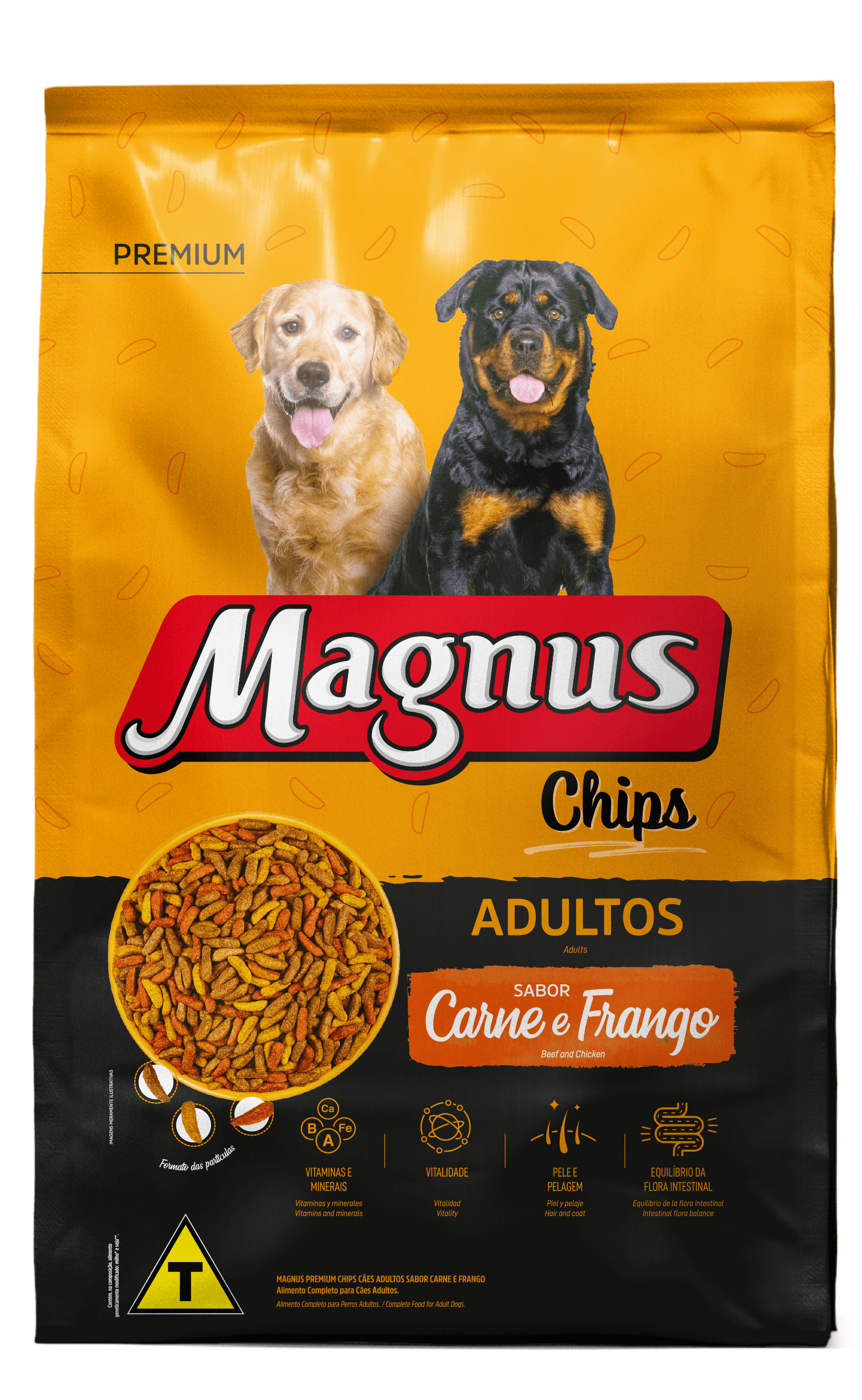 Magnus Chips para Cães Adultos Sabor Carne e Frango 15kg