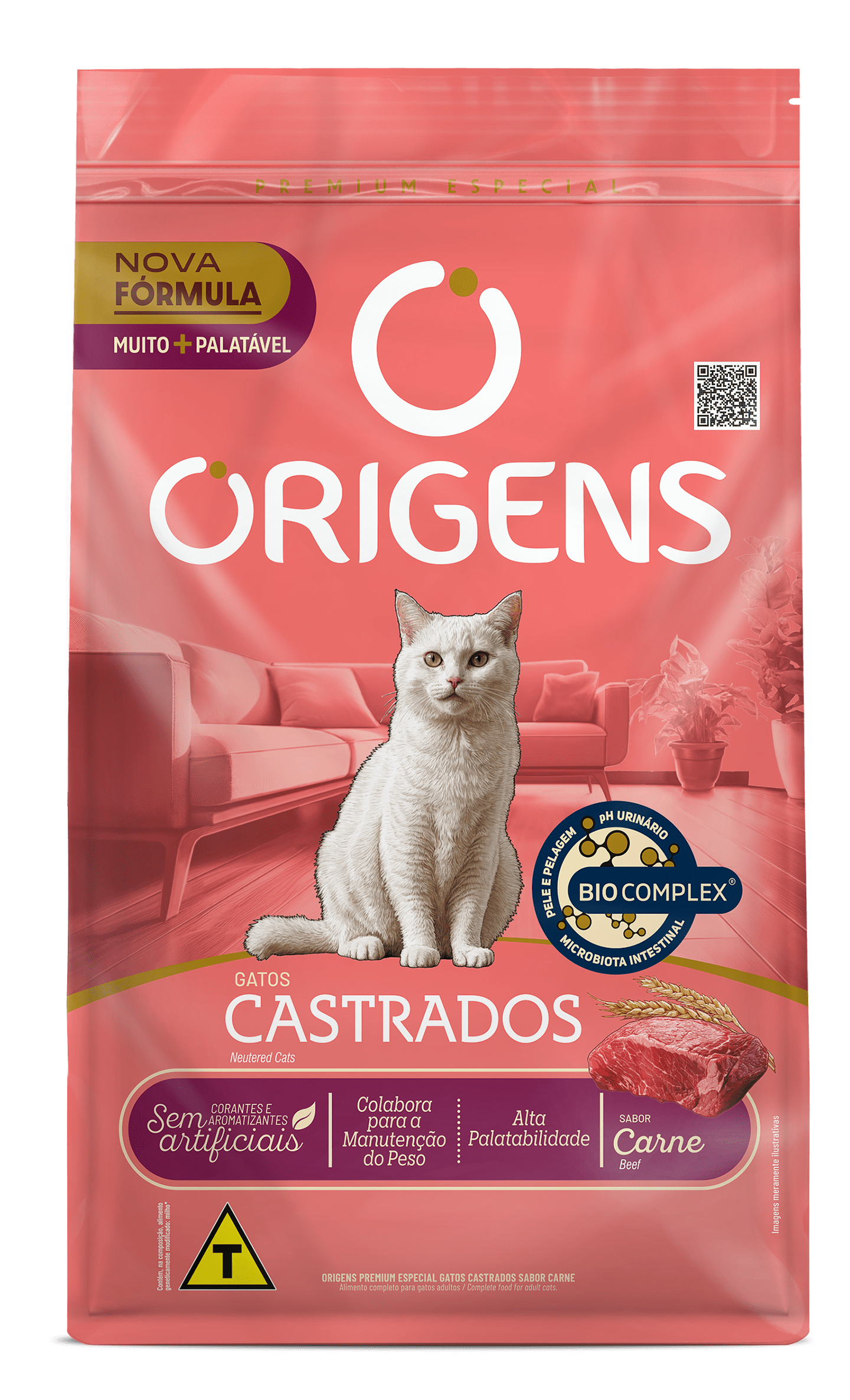 Origens para Gatos Castrado Sabor Carne 1kg