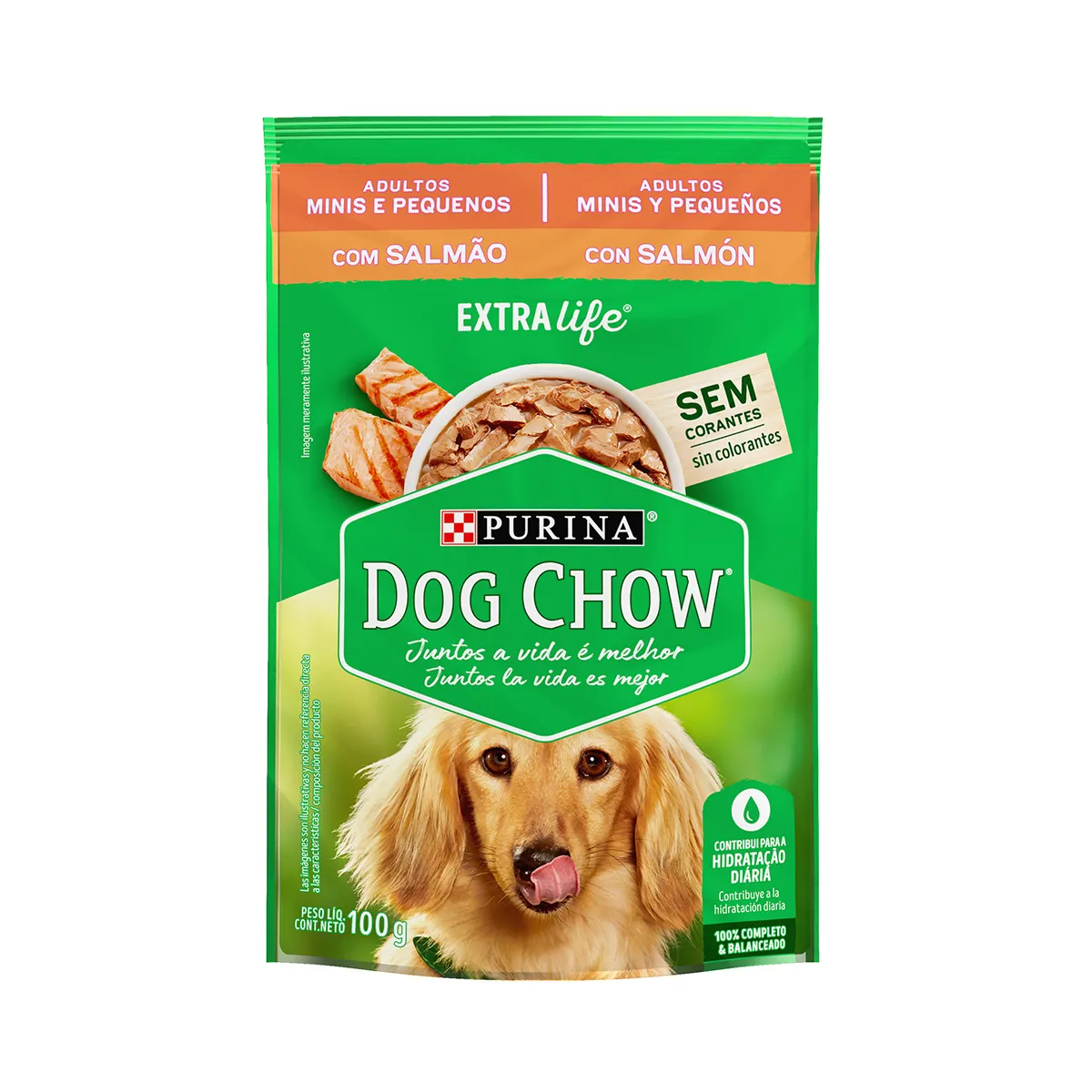 Ração Úmida Nestlé Purina Dog Chow Sachê Salmão para Cães Adultos Raças Minis e Pequenas