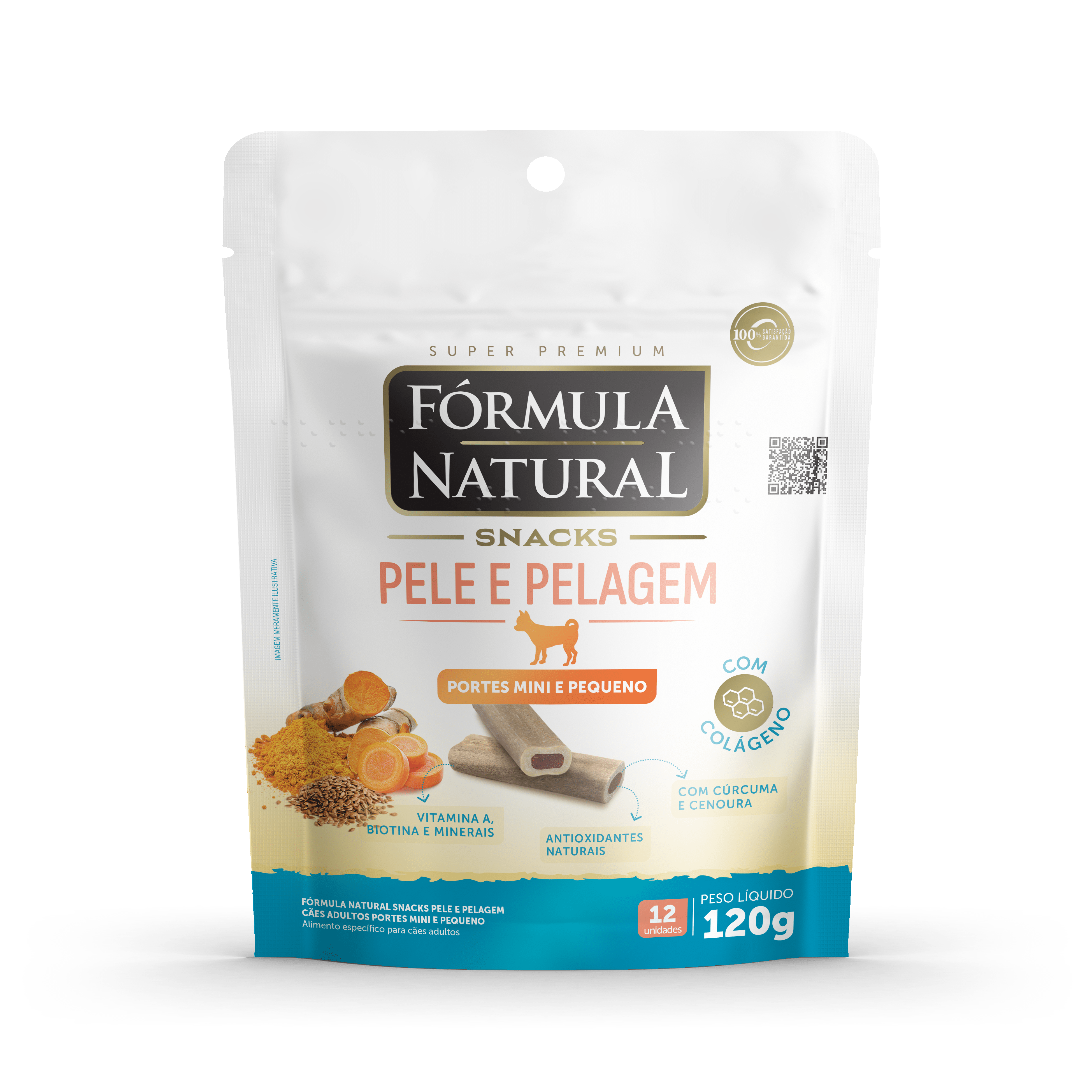 Fórmula Natural Snacks Pele e Pelagem para Cães Adultos Portes Mini e Pequeno 120g
