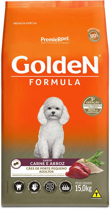 GoldeN Formula para Cães Adultos Porte Pequeno Sabor Carne e Arroz 15kg