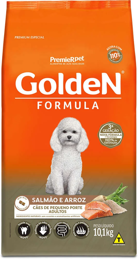 GoldeN Formula Cães Adultos Porte Pequeno Sabor Salmão e Arroz 10,1kg