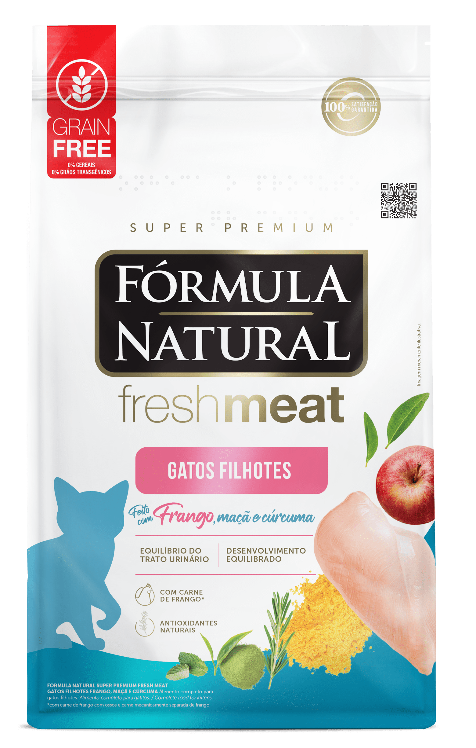 Fórmula Natural Fresh Meat para Gatos Filhotes Sabor Frango, Maçã e Cúrcuma 1kg