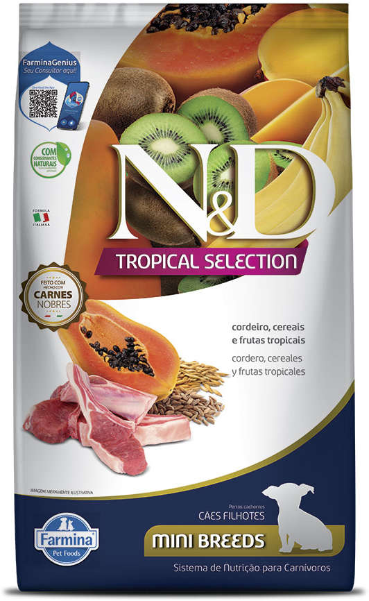 N&D Tropical Selection para Cães Filhotes Porte Médio e Grande Sabor Suíno Puppy Medium & Maxi 2kg + 500g