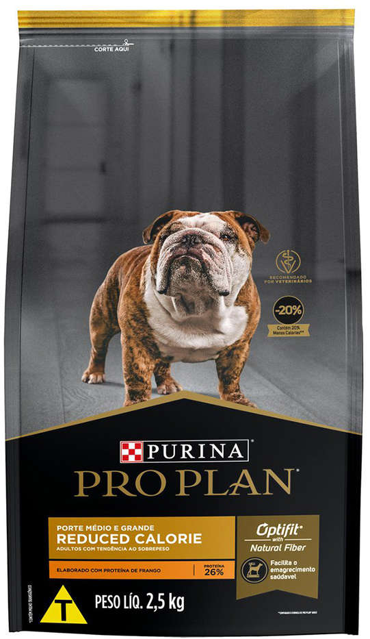 Ração Seca Nestlé Purina Pro Plan Calorias Reduzidas Frango Cães Adultos Raças Médias e Grandes