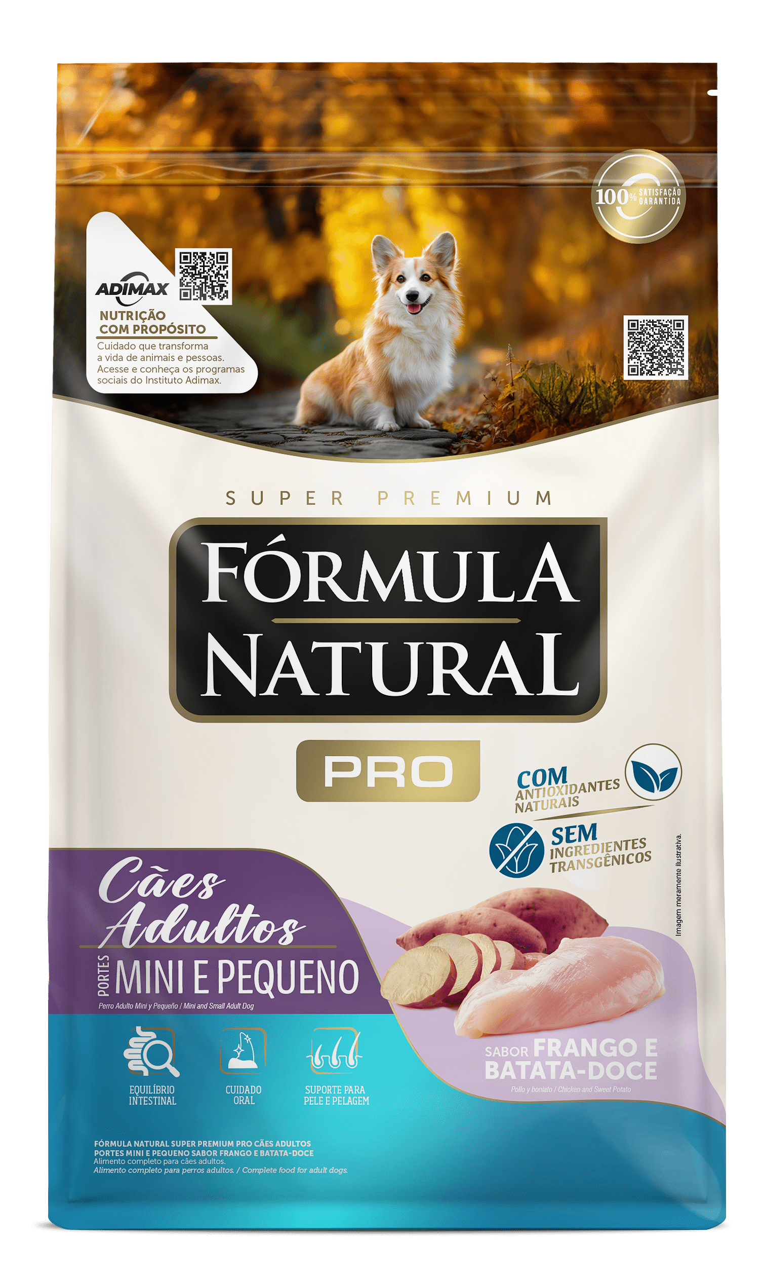 Fórmula Natural Pro para Cães Adultos Portes Mini e Pequeno Sabor Frango e Batata Doce 1kg