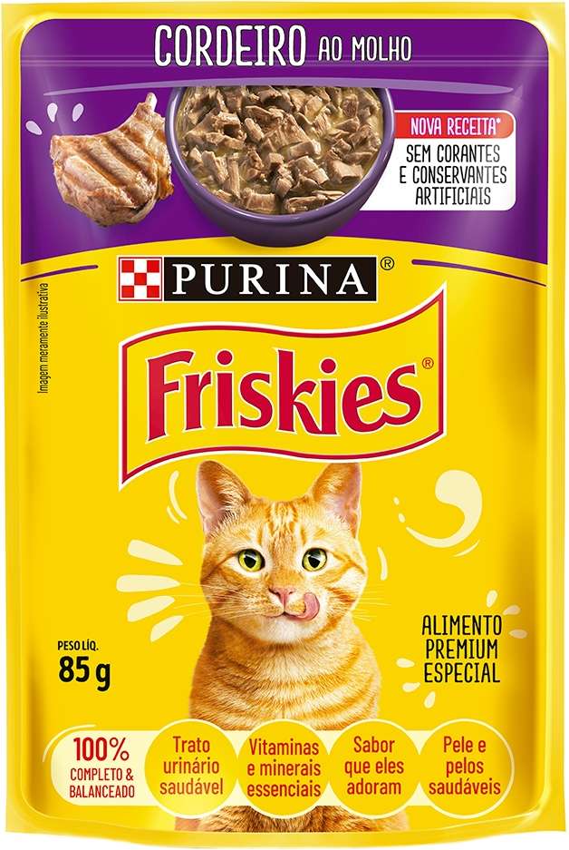 Ração Úmida Nestlé Purina Friskies Sachê Cordeiro ao Molho para Gatos