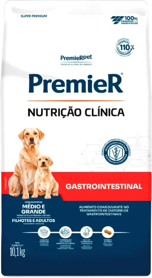 PremieR Nutrição Clínica Gastrointestinal para Cães Adultos e Filhotes Porte Médio e Grande 10,1kg